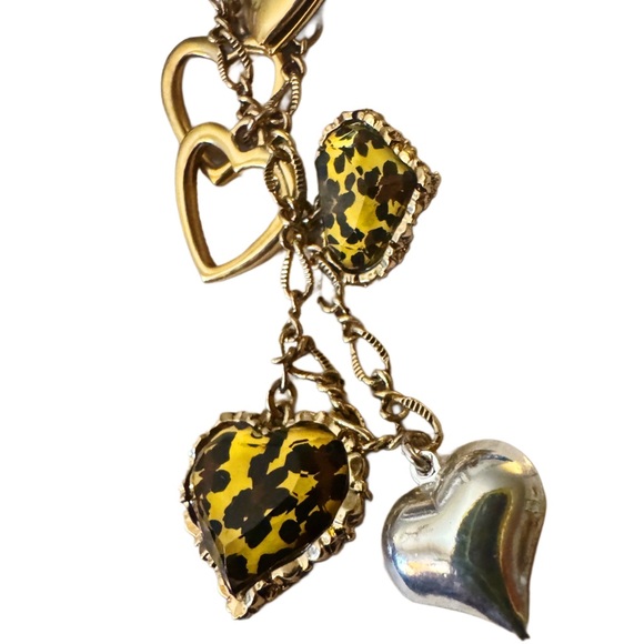 VTG - 90s Betsey Johnson - Hearts and Lockets Gold Tone Necklace - Picture 2 of 13